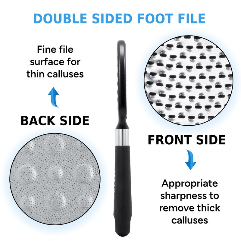 Rikans Foot File Foot Rasp Callus Remover Dead Skin Remover Double Sided Foot Scrubber Foot Care Pedicure Tool to Remove Hard Skin Can Be Used Wet or Dry Skin High Grade Stainless Steel File - Image 4
